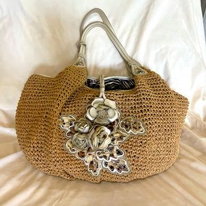 Brighton Straw Hobobag with Flower Details